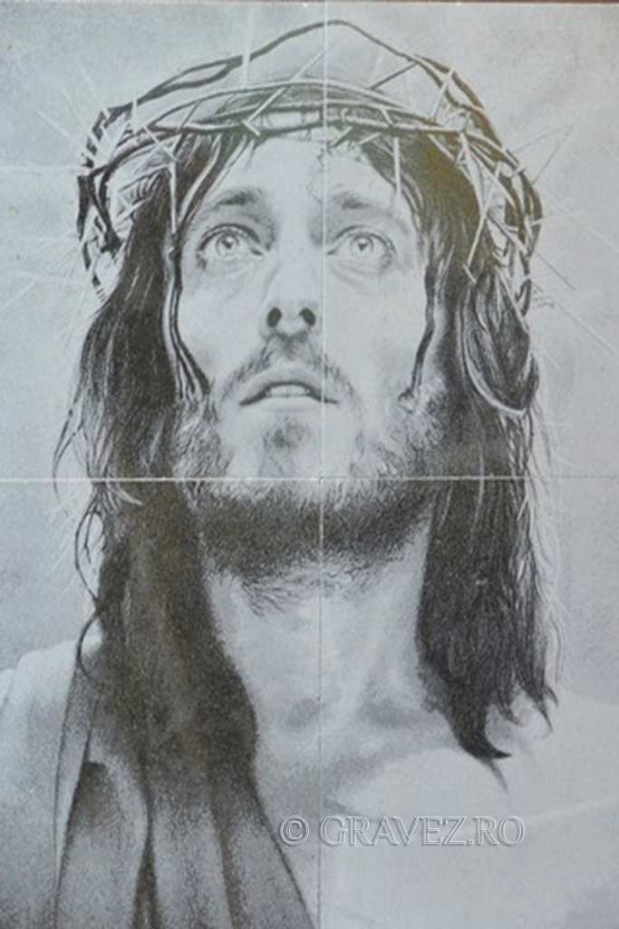 Fotogravura icoana Isus pe 4 placi de granit
