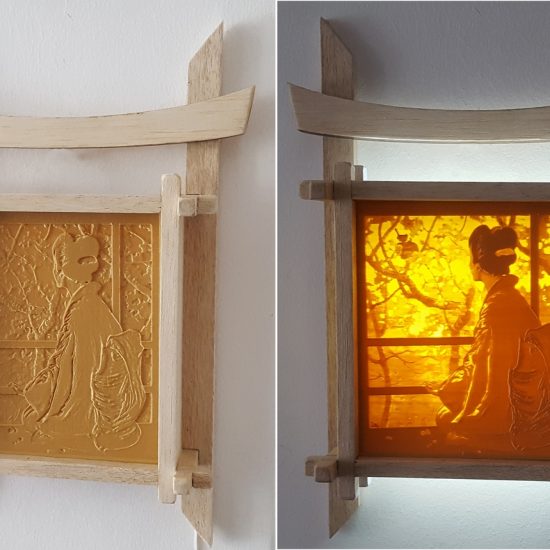 Lampa japoneza lithophane printata 3D